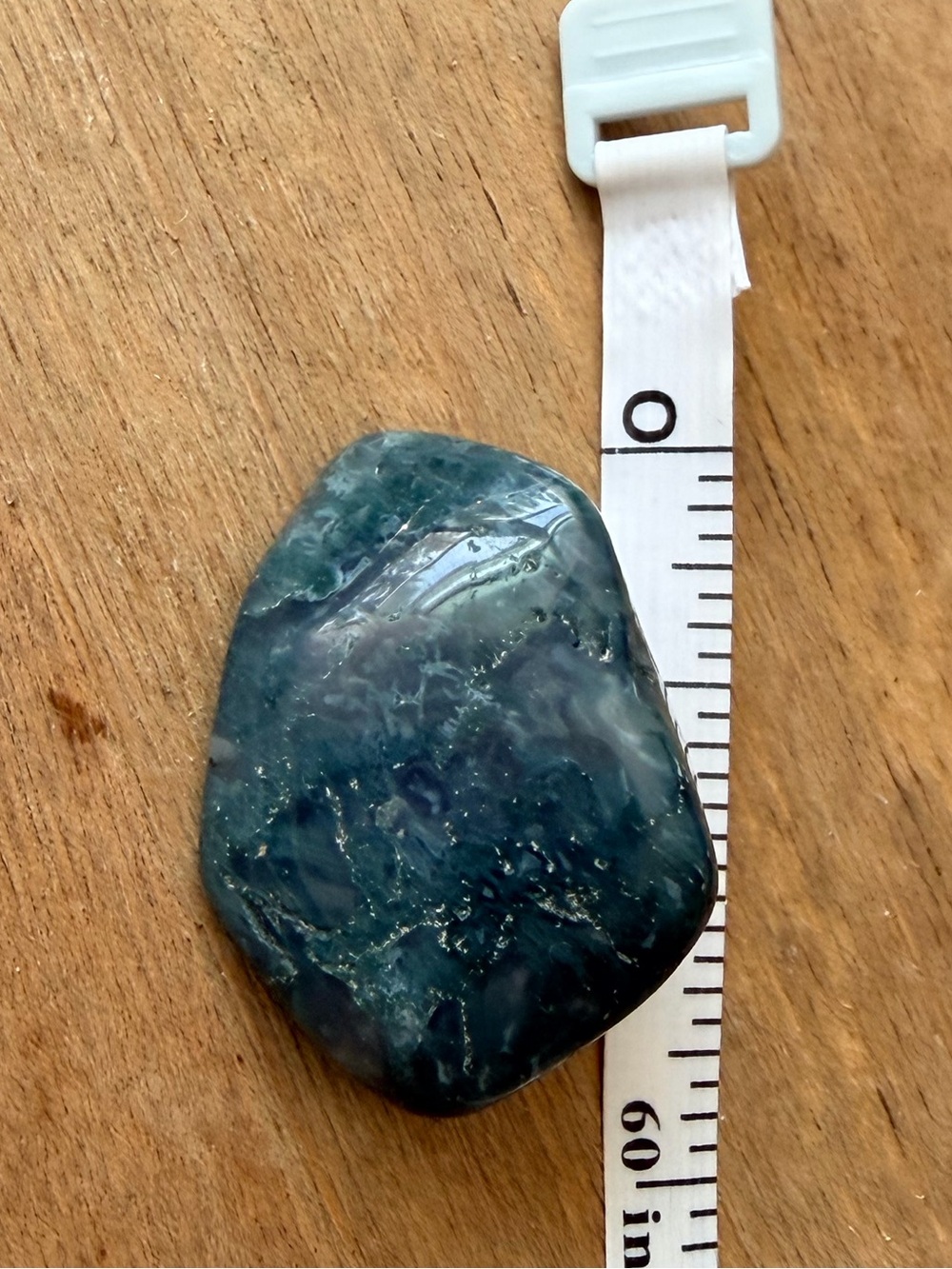 Polished Moss Agate Crystal Palm Stone Blue Green 1.5”